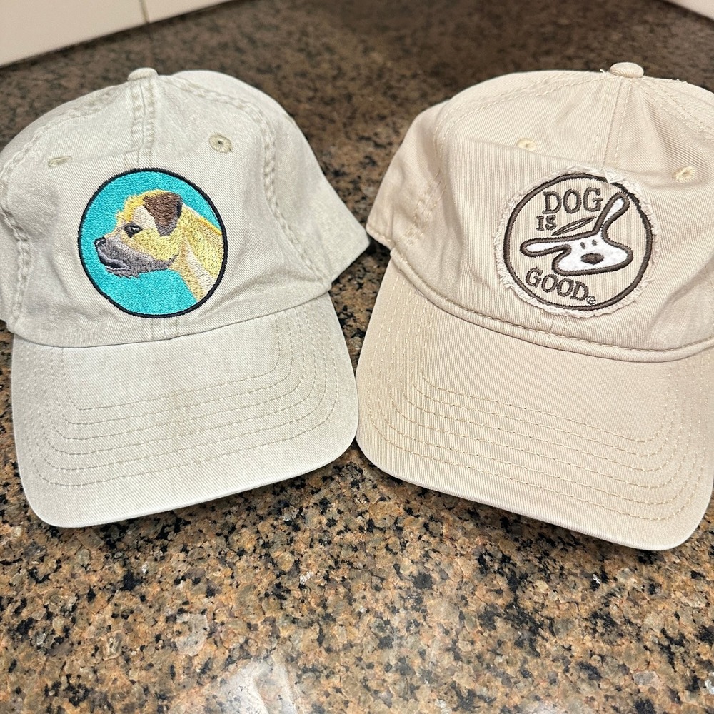 Dog Lover Adjustable Hat Lot of 2 Headshot Dog Is Good Strapback Caps OSFA